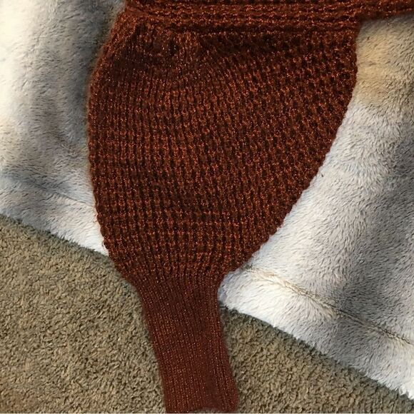 EXPRESS PUFF SLEEVE COPPER GLITTER SPARLE SWEATER - Picture 4 of 4